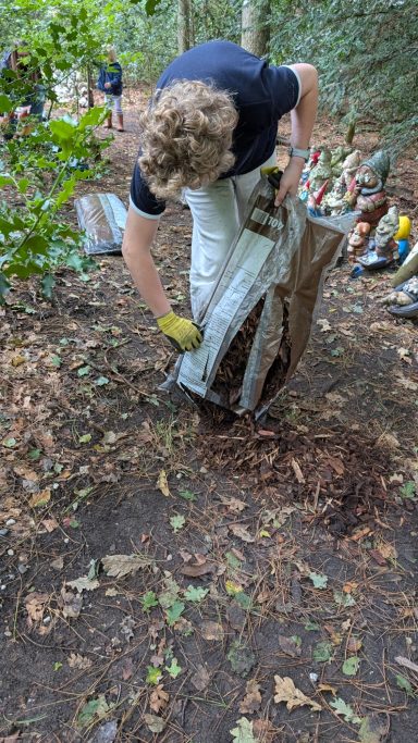 Het neerleggen van de zakken